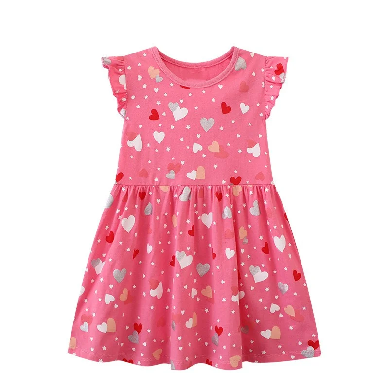 Top Trends: Jumping Meters 2-8T Hearts Print Girls Dresses Summer Sleeveless Princess Baby Party Dress Clothing Kids Costume Cartoon Frocks Shoppable Styles