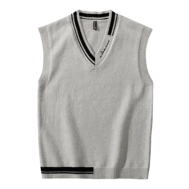 Top Trends: JFUNCY Men Knit Vest Korean Fashion Men's Oversize Knitted Sweater Vest Male Autumn Winter V Neck Sleeveless Vests Pullover Shoppable Styles - Image 2