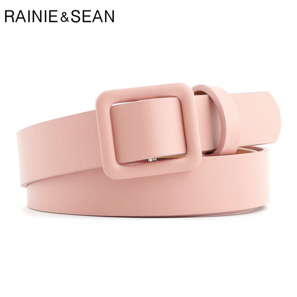 Top Trends: RAINIE SEAN Pink Women Belt No Holes Waist Belt Female Solid Solid Red Black Camel White Girls Belt Fashion Accessories Shoppable Styles