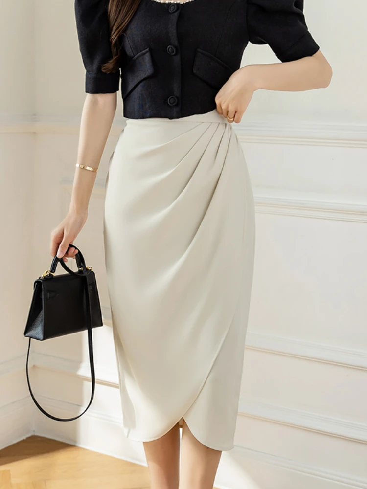 Top Trends: Vintage Skirts Women Hip Skirts 2023 Fashion Women Clothing High Waist Split One Step Skirts Black Skirt Irregular Skirts Womens Shoppable Styles