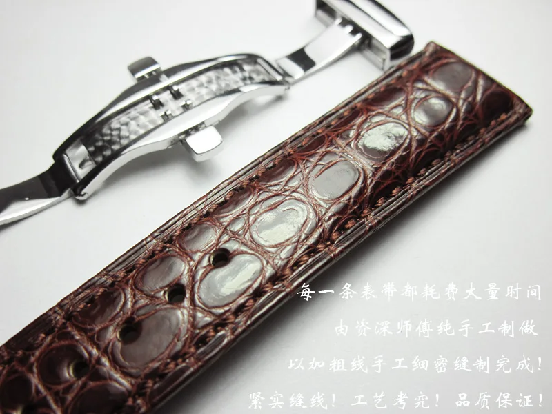 Top Trends: High-end Crocodile Alligator Leather Watch Band Strap For Luxury Watches 19 20mm 21mm 22mm Handmade Butterfly Buckle Wristband Shoppable Styles