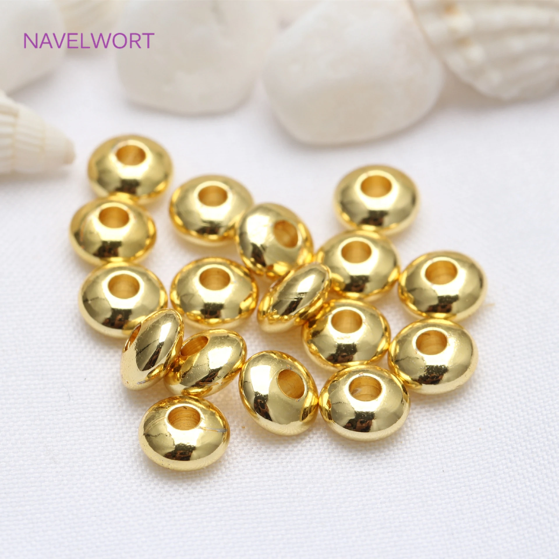 Top Trends: 14K Gold Plated Flat Round Spacer Solid Smooth Wheel Bead Flat Round Loose Beads For Necklace Bracelet Making Accessories Shoppable Styles