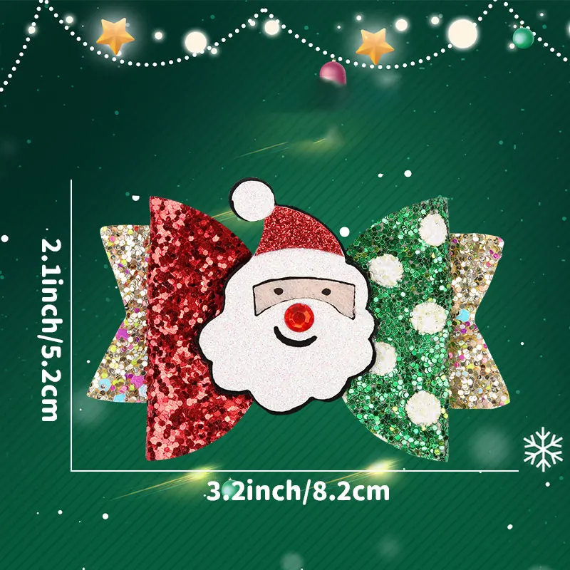 Top Trends: Christmas Hair Barrettes Glitter Hair Bows Clips Girl Christmas Gift Xmas Tree Angel Wing Hair Clip Headwear Hair Accessories Shoppable Styles - Image 6