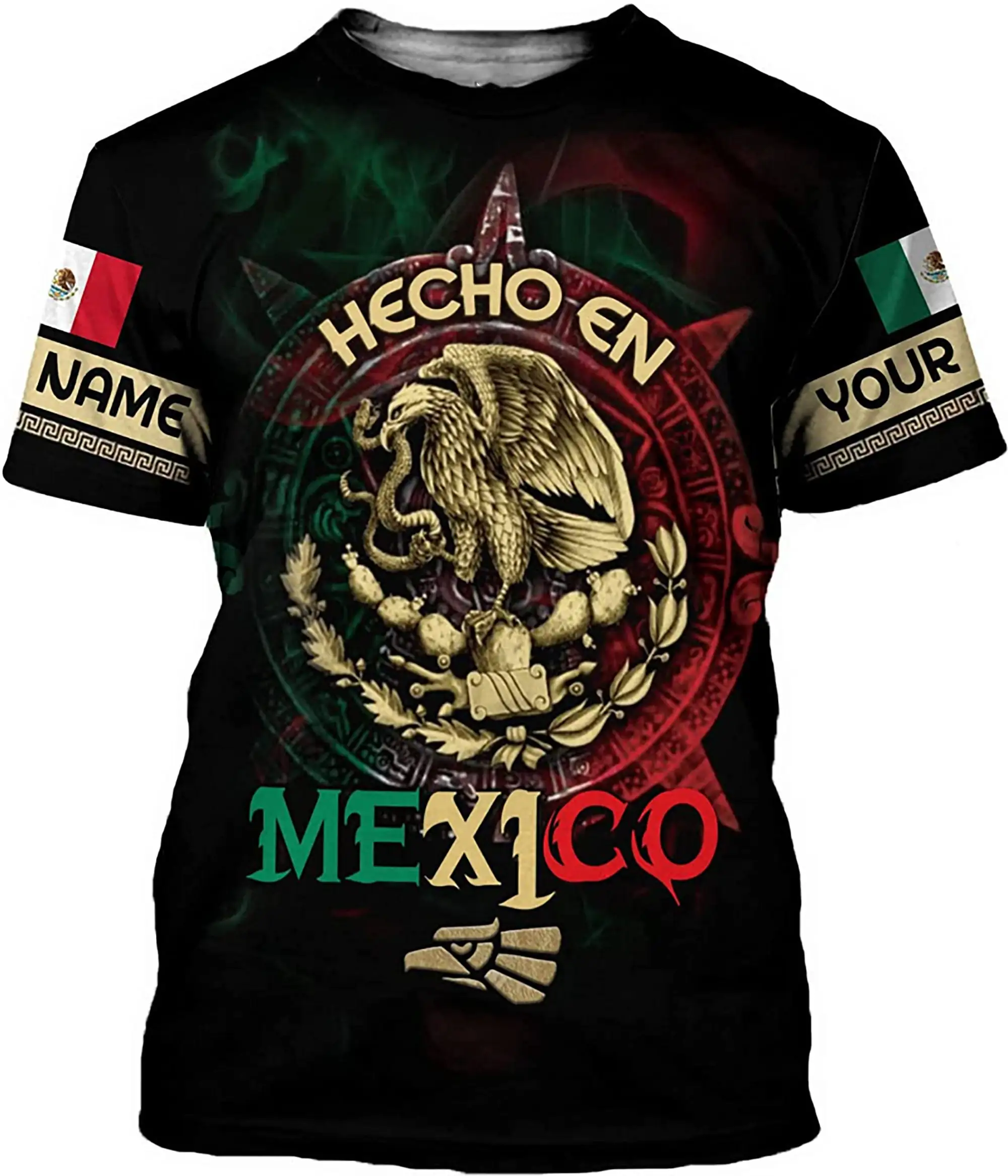 Top Trends: Personalized Your Name Mexico Flag Print T Shirt Hip Hop Fashion Short Sleeve Mexican Gothic Top Shoppable Styles