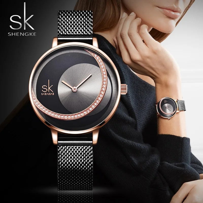 Top Trends: Shengke Crystal Women Watch Luxury Brand Ladies Dress Watches Original Design Quartz Wrist Watches Creative SK Watch For Women Shoppable Styles