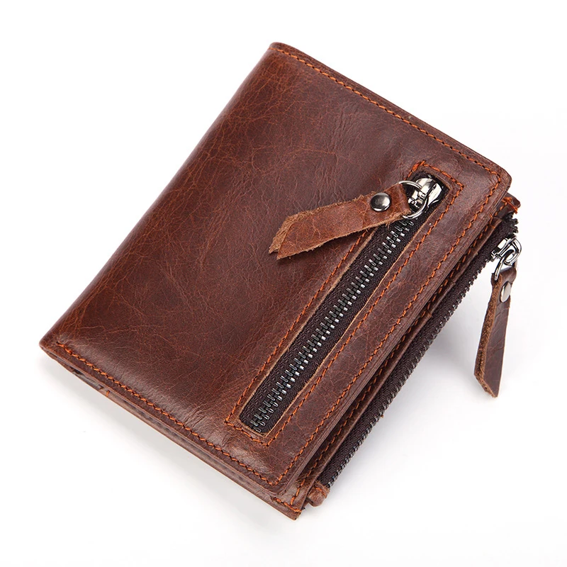 Top Trends: Fashion Genuine Leather Men's Short Wallet With Zipper Bag RFID Luxury Designer Wallet For Men High Quality Cardholder Shoppable Styles