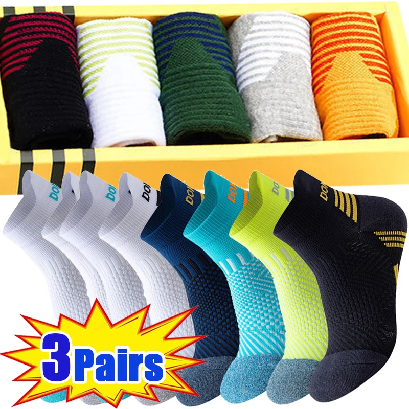 Top Trends: 3pairs Professional Marathon Running Sock Men Sports Breathable Fitness Thickened Cushioned Short Tube Low Cut Boat Ankle Socks Shoppable Styles