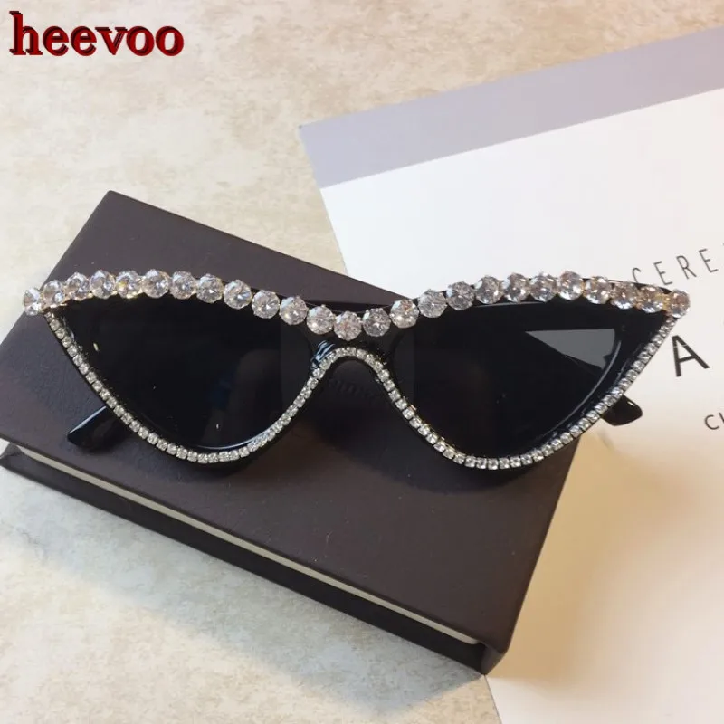 Top Trends: Vintage Luxury Crystal Diamond Cateye Sunglasses Women Brand Designer Black Pink Frame Cat Eye Sun Glasses Bling Bling Eyewear Shoppable Styles