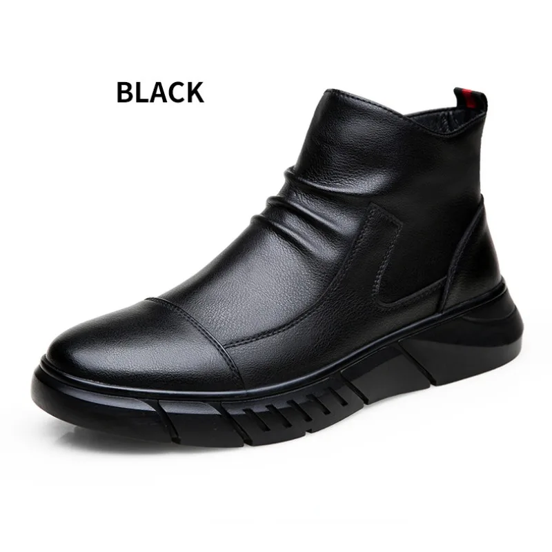 Top Trends: New Men's Fashionable Leather Boots 2023 Comfortable Motorcycle Boots Men's Outdoor High Top Platform Boots Botas Hombre Piel Shoppable Styles