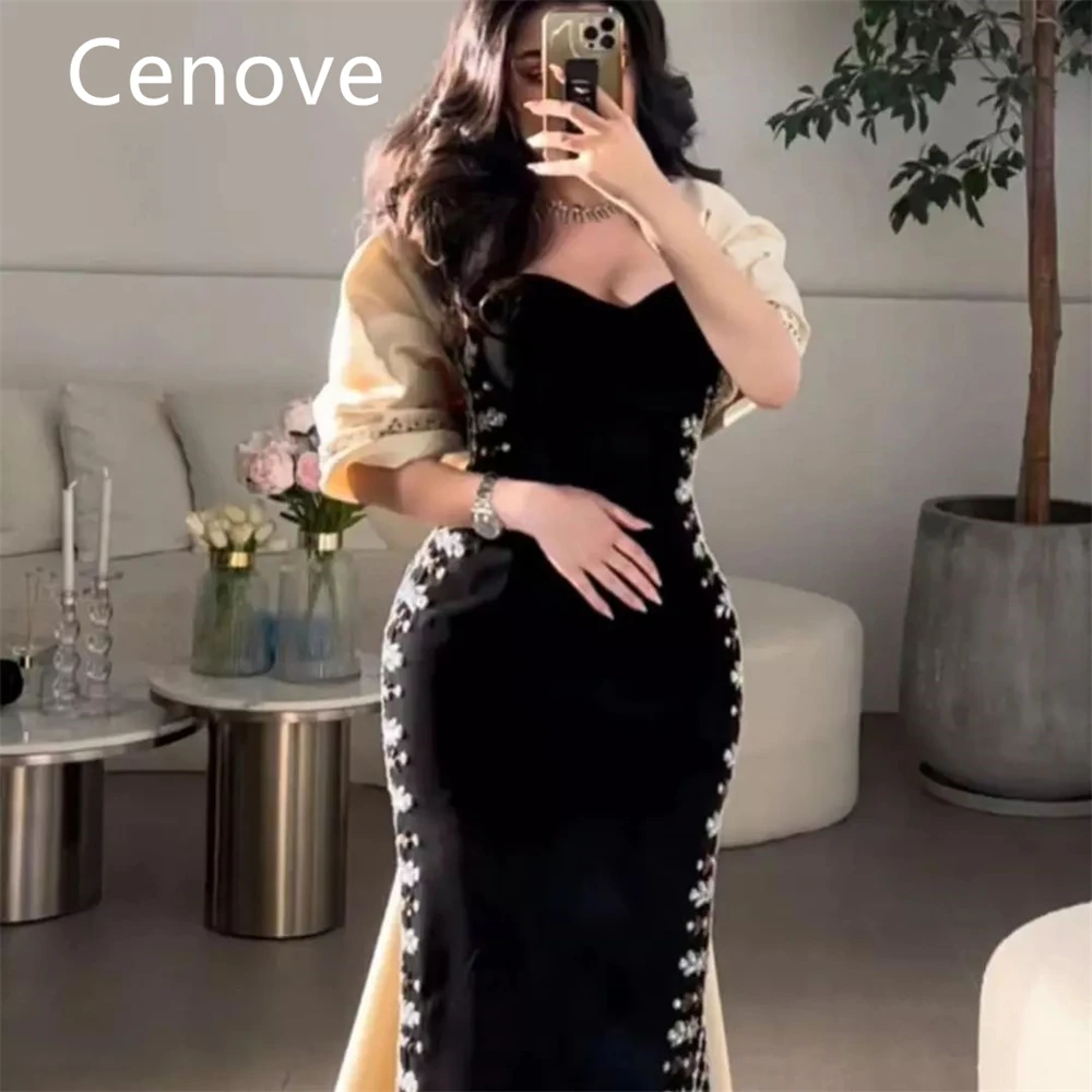 Top Trends: Cenove Sweatheart Neckline Prom Dress Midi Long With Beaded Sequins Evening Summer Elegant Party Dress For Women Shoppable Styles