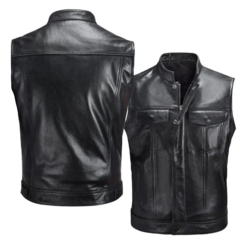 Top Trends: Men Vest Black Biker Motorcycle Hip Hop Waistcoat Male Faux Leather Punk Sleeveless Leather Jacket Shoppable Styles