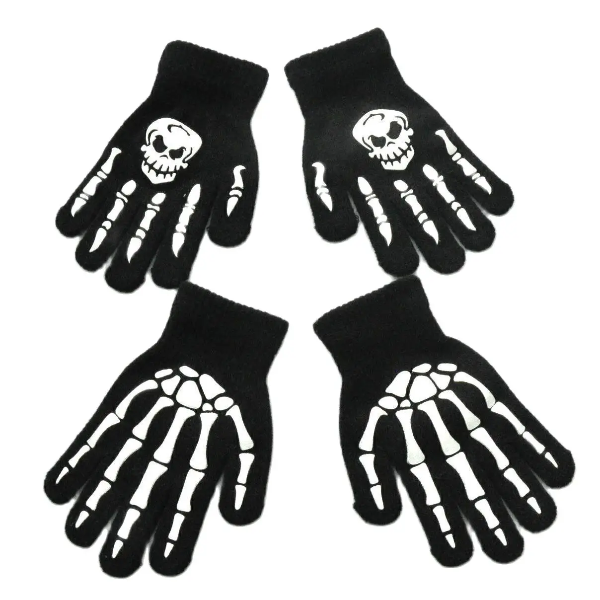 Top Trends: Knitting Gloves For Children 5-12 Years Old Light In The Dark Luminous Human Skeleton Head Ghostcrawler Print Fingers Gloves New Shoppable Styles