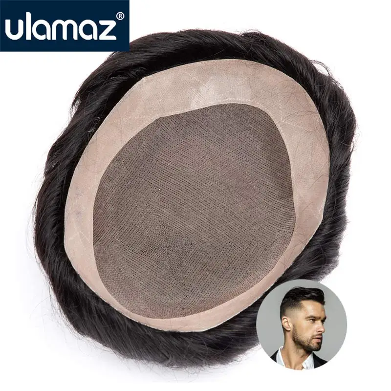 Top Trends: Mono Male Hair Prosthesis Original Human Hair Wig For Men Durable Toupee Hair Men Natural Men&#039;s Hair System Unit Remy Hair Wigs Shoppable Styles