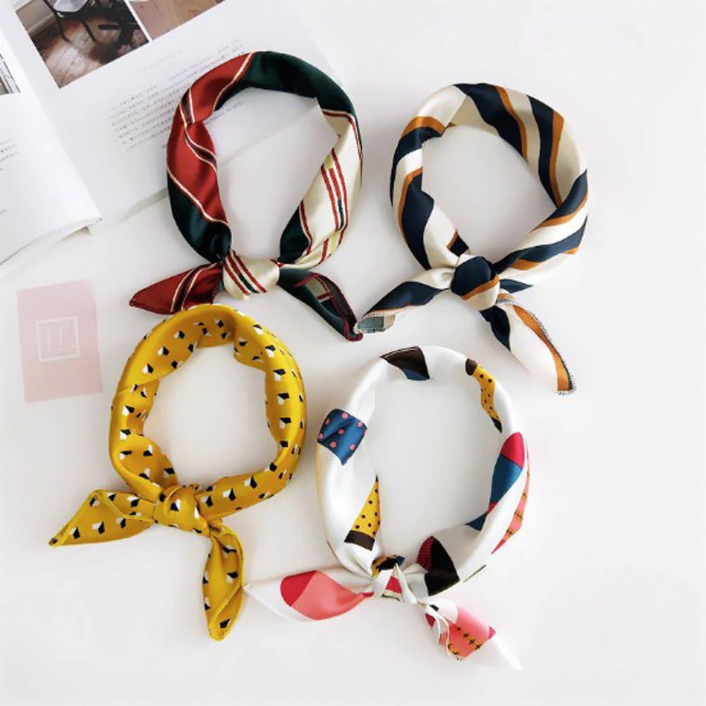 Top Trends: 50*50cm Women Neckerchief Square Satin Scarf Shawl Neck Hair Tie Skin-friendly Tippet Hijab Beach Hair Band Women&#039;s Bandana Shoppable Styles