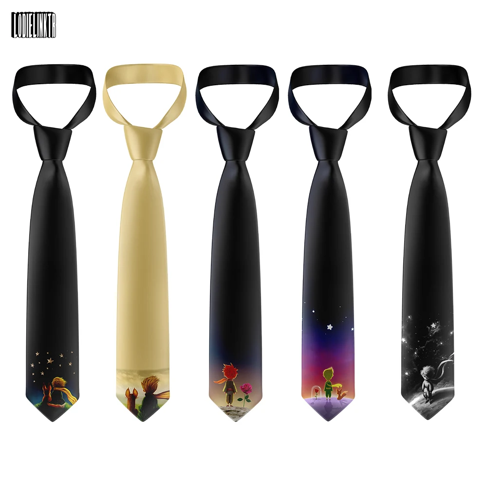 Top Trends: Anime Cartoon Little Prince Ties Fashion 8cm Width Men Women Polyester Fun Casual Necktie Wedding Party Shirts Accessories Gifts Shoppable Styles