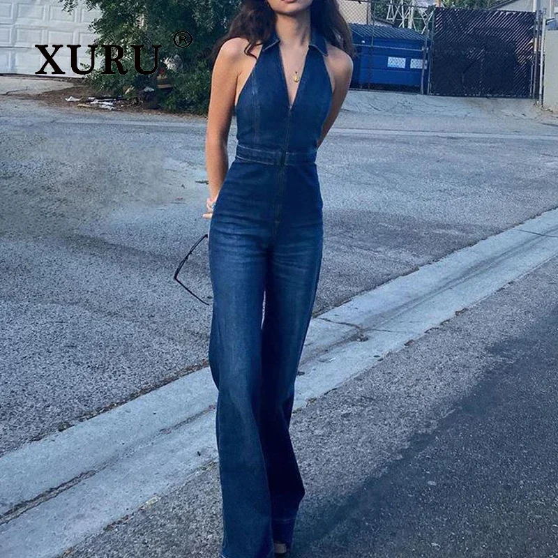 Top Trends: XURU - European And American New Slim Fit Slim Jeans Women&#039;s Wear, Blue Personalized Jumpsuit Long Jeans K1-759 Shoppable Styles