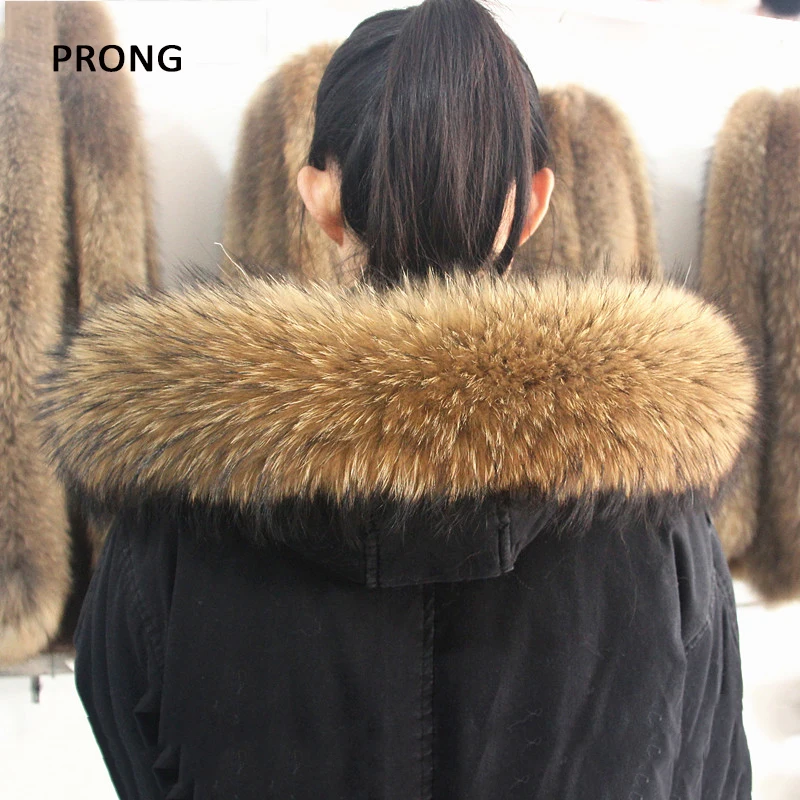 Top Trends: 100% Real Raccoon Fur Collar For Coat Women Men Natural Fur Scarf Luxury Warm Shawls Raccoon Collar Fur Scraves Detachable Shoppable Styles