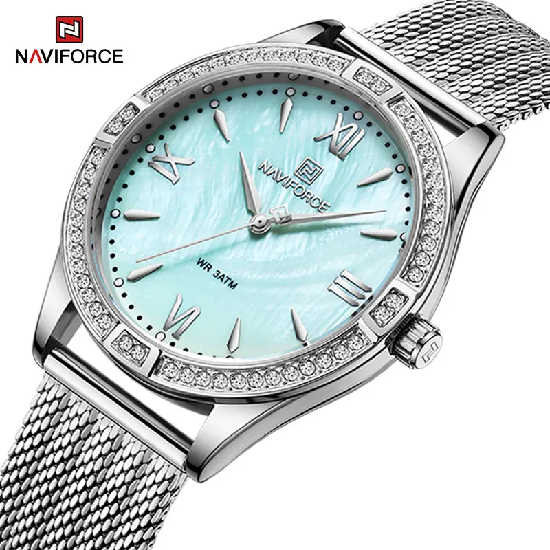 Top Trends: NAVIFORCE Simple Elegant Dress Ladies Watches With Diamond Quartz Mesh Stainless Steel Women Wrist Watch Female Waterproof Clock Shoppable Styles