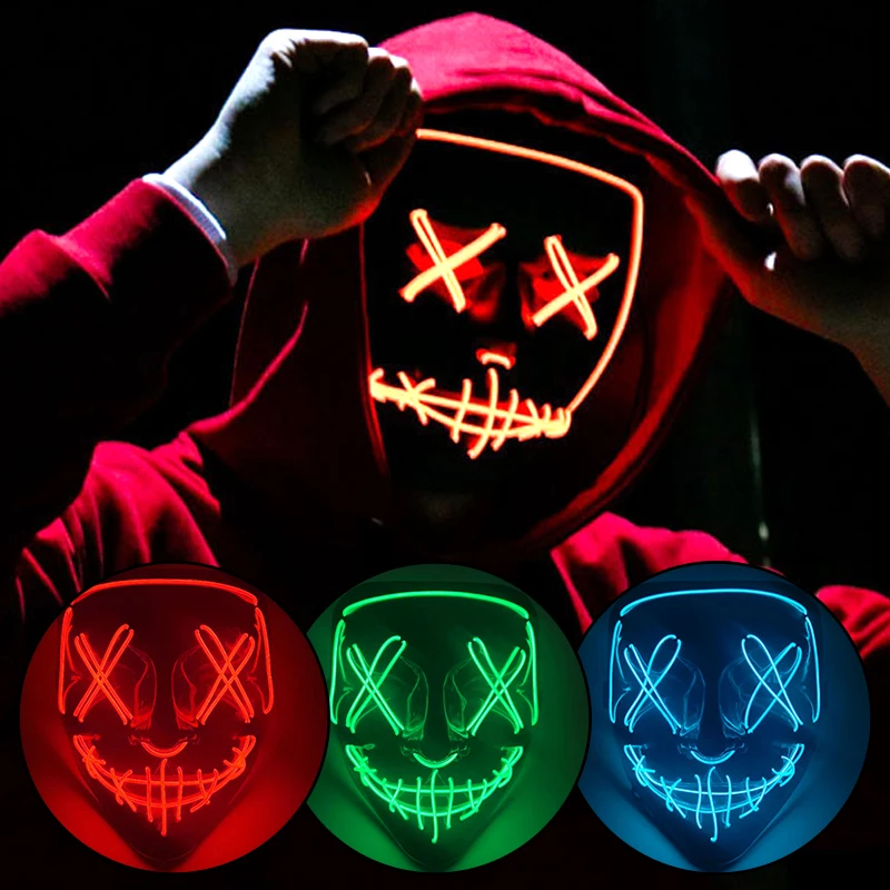 Top Trends: Halloween Scary Colplay Props LED Light Up Purge Mask Halloween Masquerade Mask LED Face Masks Cosplay Costume Supplies Shoppable Styles