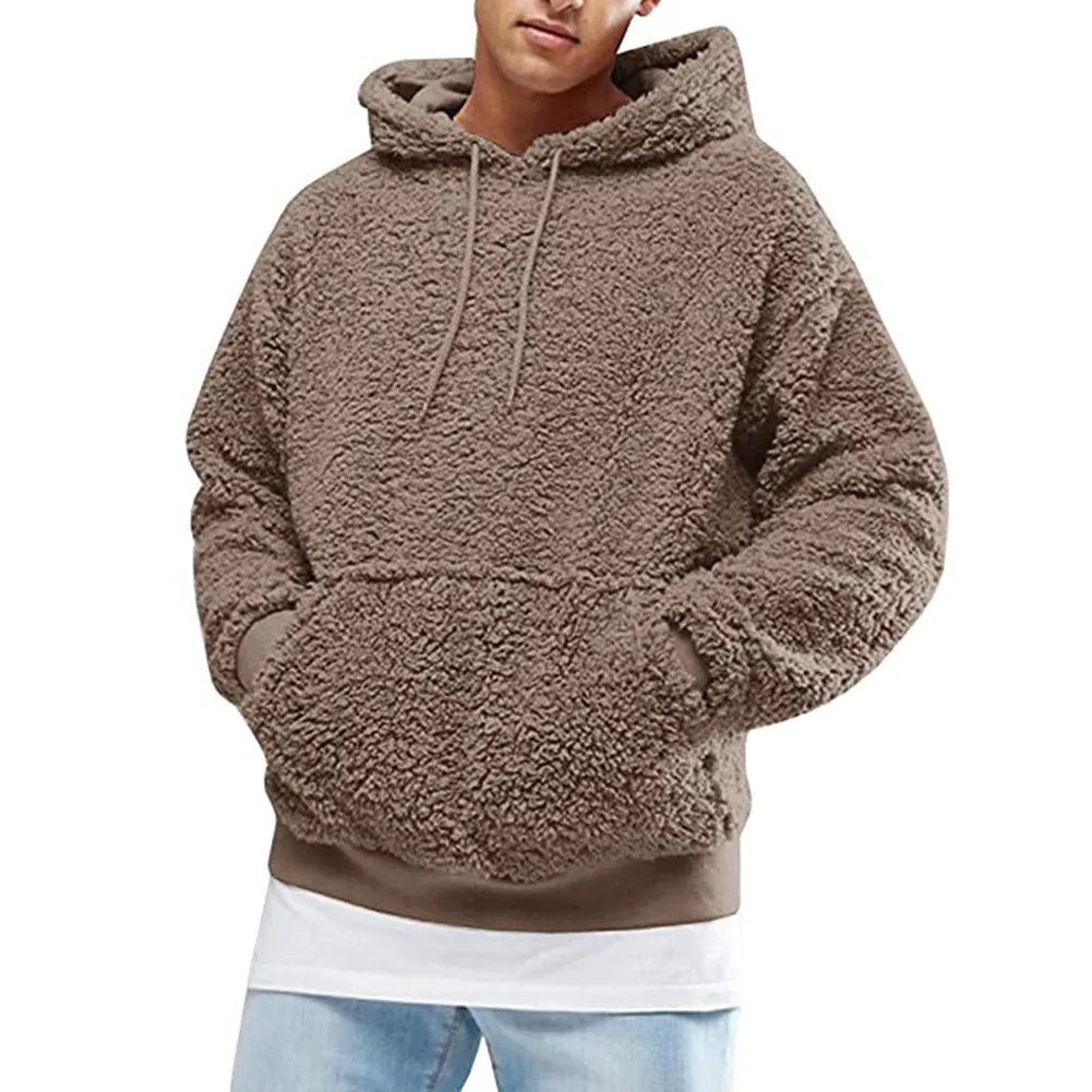 Top Trends: Winter Men Solid Color Fluffy Fleece Hooded Coat Pullover Fur Teddy Bear Hoodie Warm Baggy Sweatshirt Male Jacket Putwear Shoppable Styles