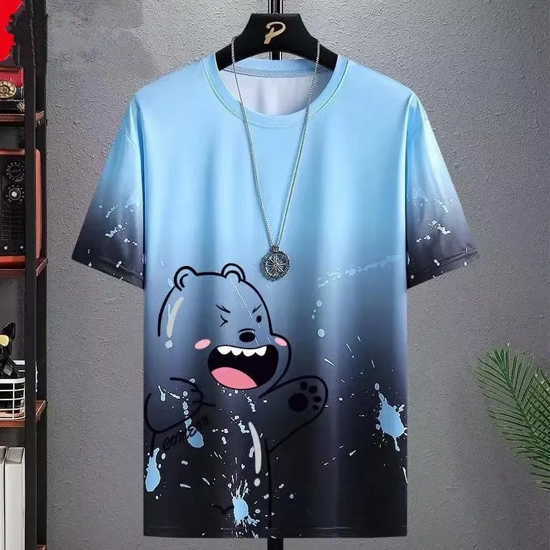 Top Trends: Men&#039;s T-Shirt With The Bear Gradient Short Sleeve Top 3D Full Print Oversized Clothing Street Casual Tshirt For Men Clothing Shoppable Styles