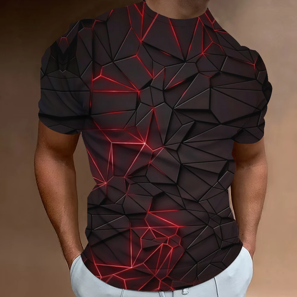 Top Trends: Geometric Line T-shirt Men 3D Print Casual Short Sleeve Tees Summer O-Neck Loose Pullover Cool Tops Fashion Street Sweatshirt Shoppable Styles