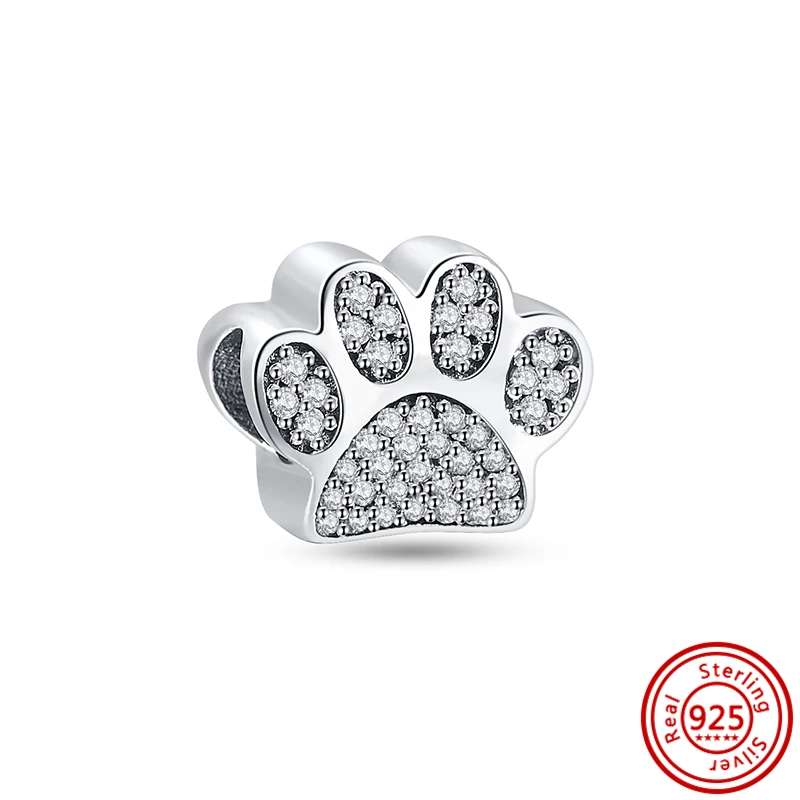 Top Trends: 925 Sterling Silver Pet Cat Dog Animal Paw Print Lovely Love Friends Fine Beads Fit Original Pandora Charms Bracelet DIY Jewelry Shoppable Styles - Image 5