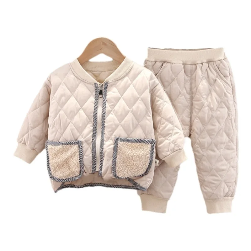 Top Trends: New Winter Children Keep Warm Clothes Autumn Kids Boys Girls Thicken Cotton Jacket Pants 2Pcs / sets Baby Infant Casual Tracksuits Shoppable Styles