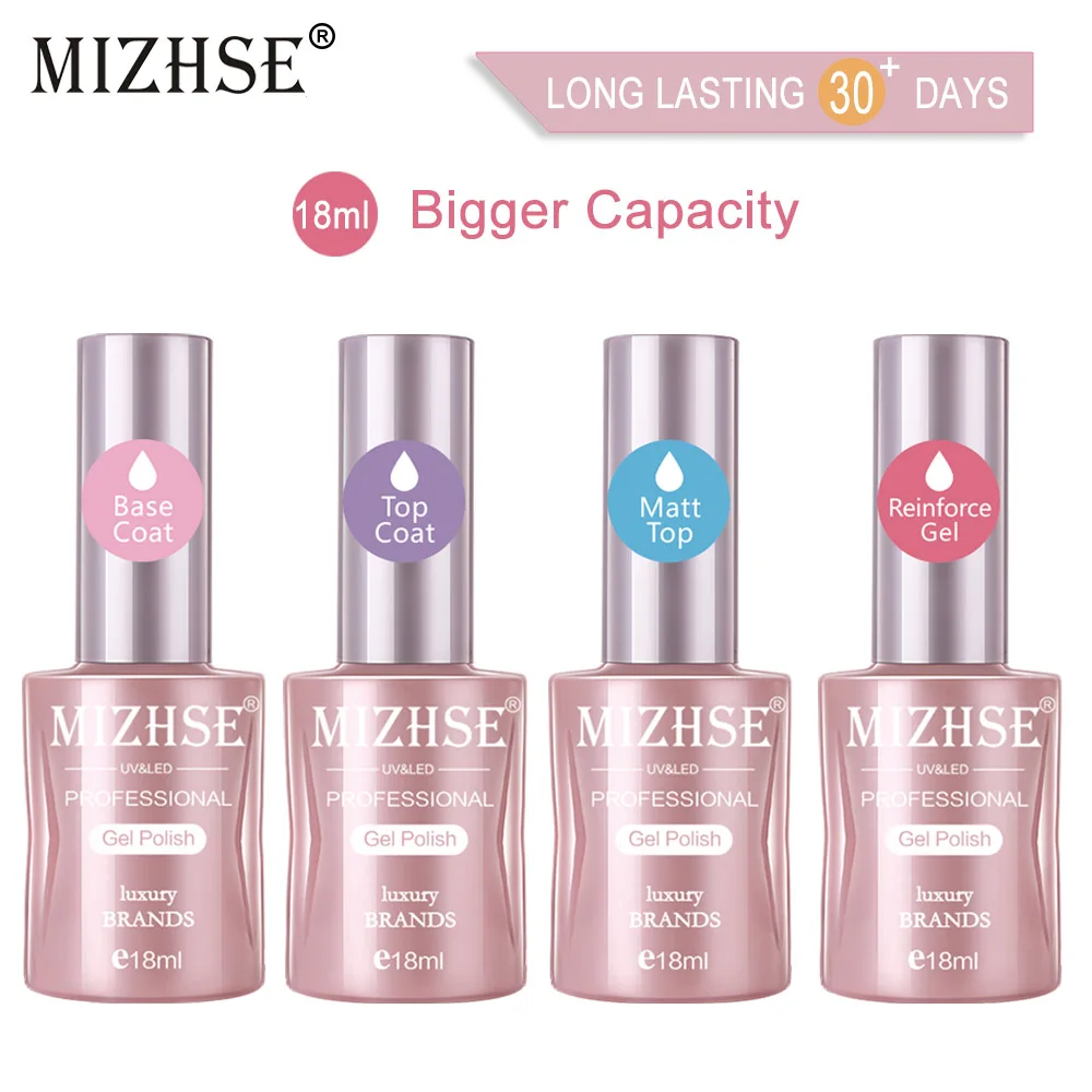 Top Trends: MIZHSE 18ML Base And Top Coat Gel Nail Polish UV Gel Transparent Soak Off Primer Gel Polish Long Lasting Gel Lacquer Nails Art Shoppable Styles