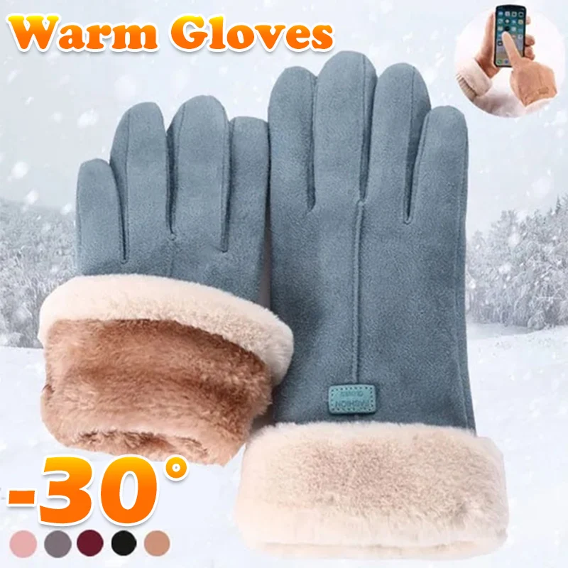 Top Trends: Fashion Women Gloves Autumn Winter Cute Furry Warm Mitts Full Finger Mittens Women Outdoor Sport Female Fleece Glove Touchscreen Shoppable Styles