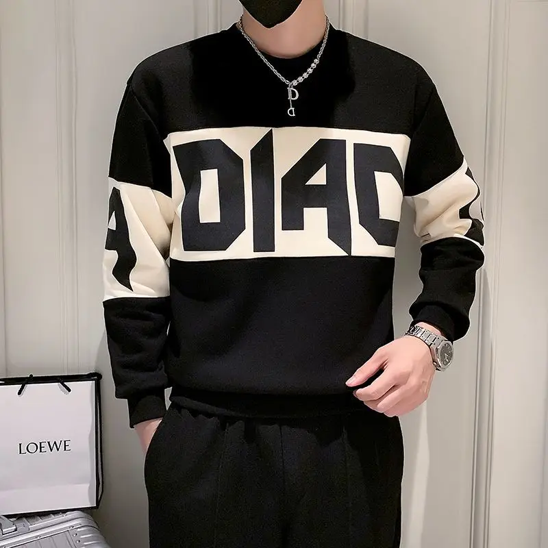 Top Trends: Fashion O-Neck Spliced Printed Letter Sweatshirts Men&#039;s Clothing 2023 Autumn Winter Loose Casual Pullovers All-match Sweatshirts Shoppable Styles