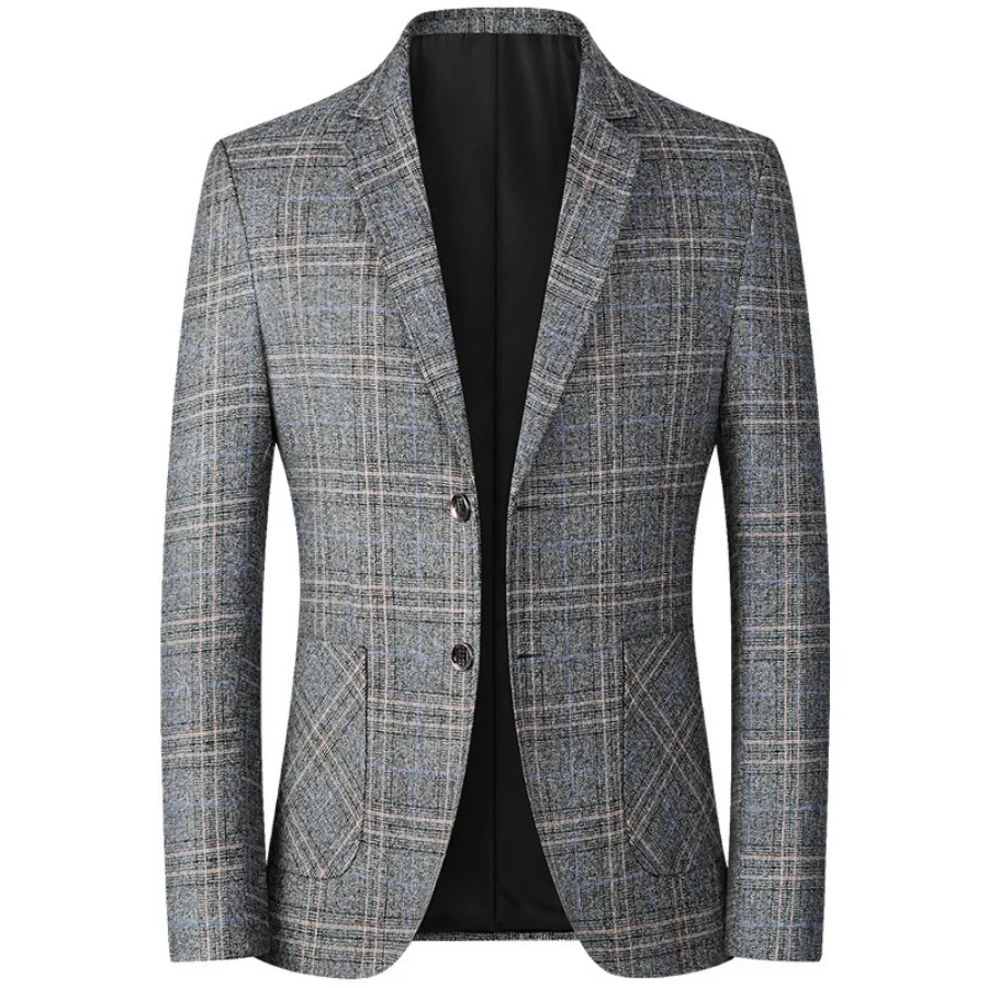 Top Trends: Spring Autumn New Men Plaid Blazers Jacket Fashion Business Casual Suits Coats High Quality Male Handsome Slim Blazers Coats 4XL Shoppable Styles