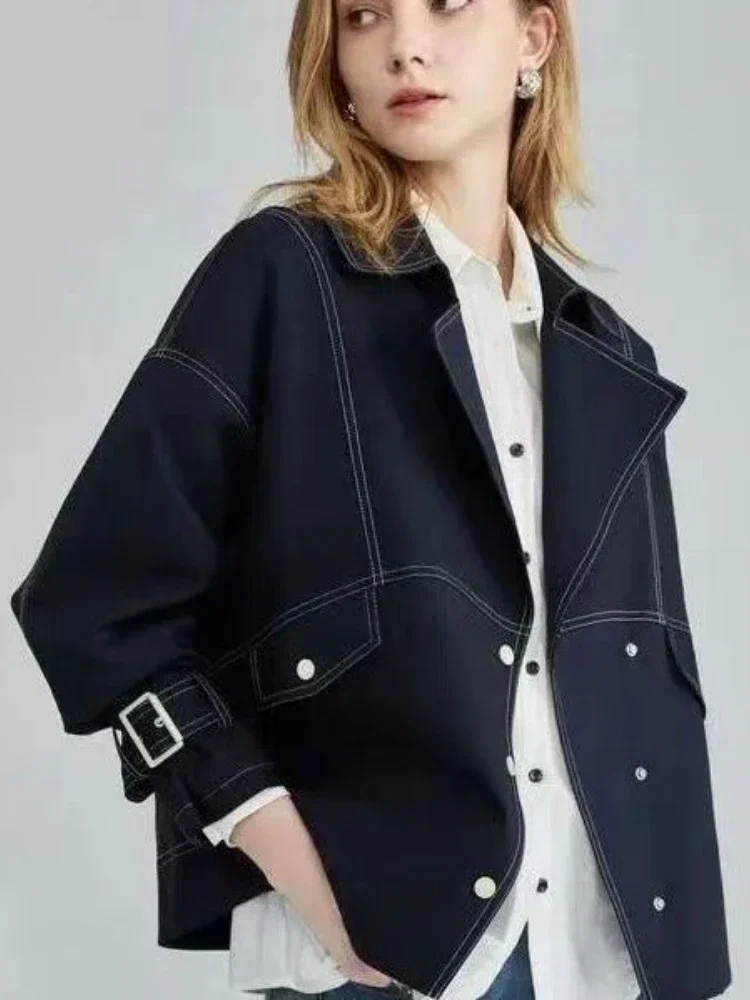 Top Trends: Imitation Denim Jacket Women 2023 Spring Autumn Short Jackets For Women Fashion Versatile Suit Collar Loose Top Coat Streetwear Shoppable Styles