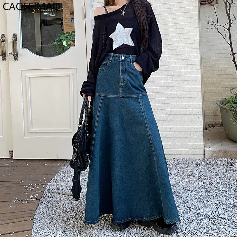 Top Trends: Ковбои с закругленной юбкой 2023 Long High Waist Versatile Fishtail Denim Skirt Woman Skirt Long Skirts For Women Shoppable Styles