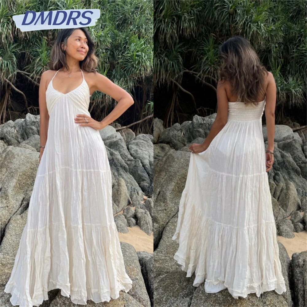 Top Trends: Bohemian Spaghetti Straps Floor-length Wedding Dress Beach Sleeveless A-line Bridal Gown Simple Vestidos De Novia Shoppable Styles - Image 2