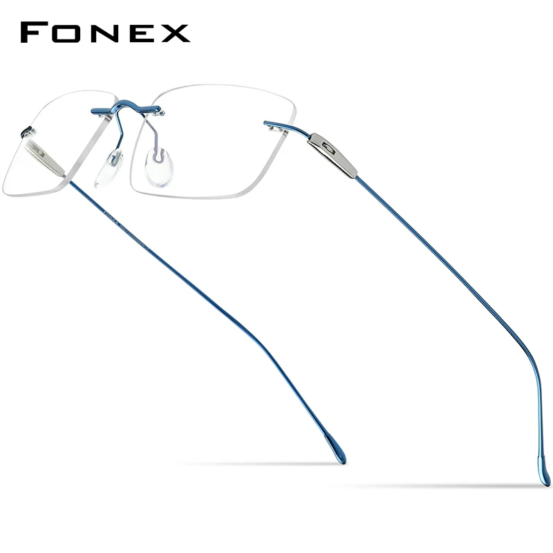 Top Trends: FONEX Titanium Rimless Glasses Frame Men 2023 Square Prescription Frameless Eyeglasses Women Optical Screwless Eyewear F85708 Shoppable Styles