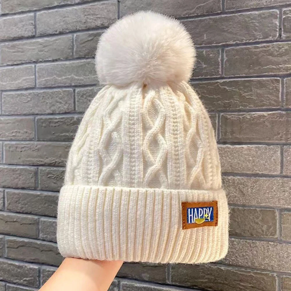 Top Trends: Candy Color Knitted Hat For Women Men Winter Warm Pompom Beanies Cap Thicken Plush Thermal Hats Female Embroidery Letter Bonnet Shoppable Styles