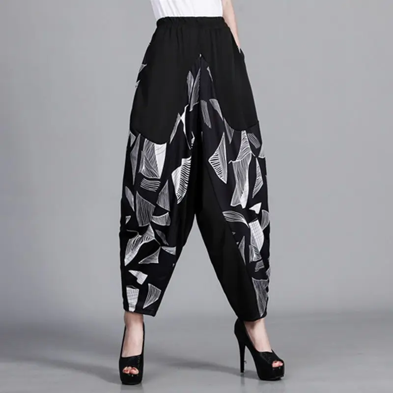 Top Trends: Y2k Graphic Women Black Harem Pants Korean Spring Summer Elastic High Waists Loose Vintage Fashion Casual Bloomers Trousers 2023 Shoppable Styles