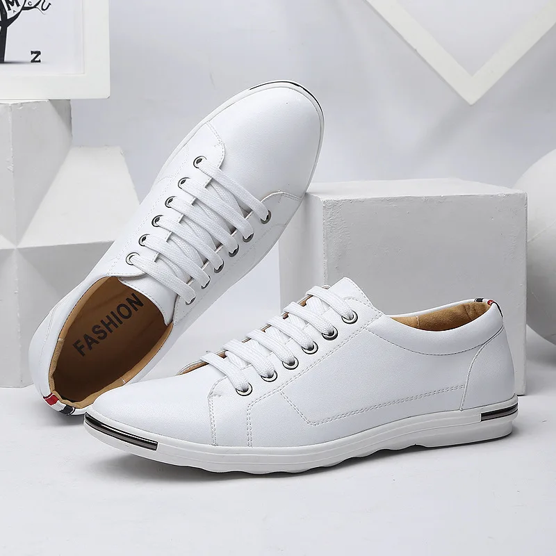 Top Trends: Fashion Men's Leather Shoes 2023 Plus Size 48 Men Leather Shoes Simple Designer Men's Shoes Breathable Classic Lace-up Sneakers Shoppable Styles