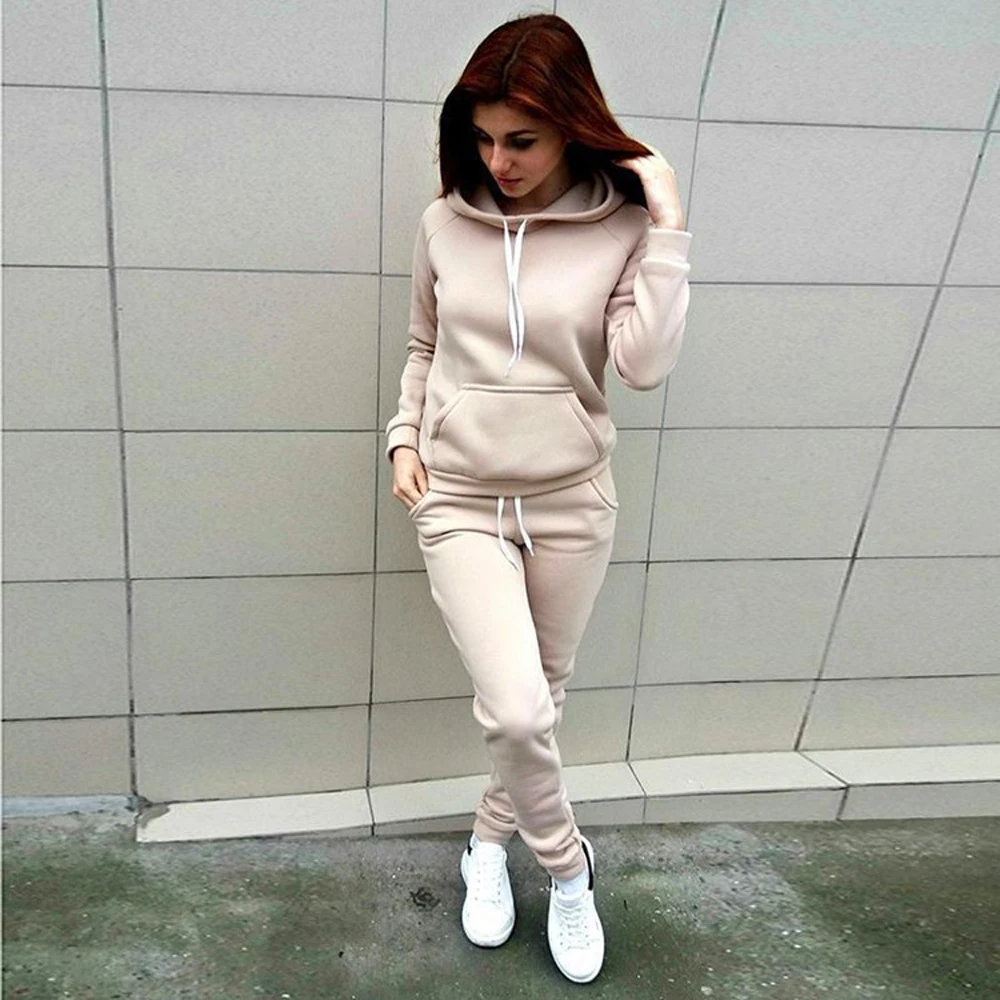 Top Trends: 2023 Women's Hoodie Set Sportswear Solid Color Pullover Hoodie And Sports Pants Set Casual Jogging Sports Set Shoppable Styles - Image 2