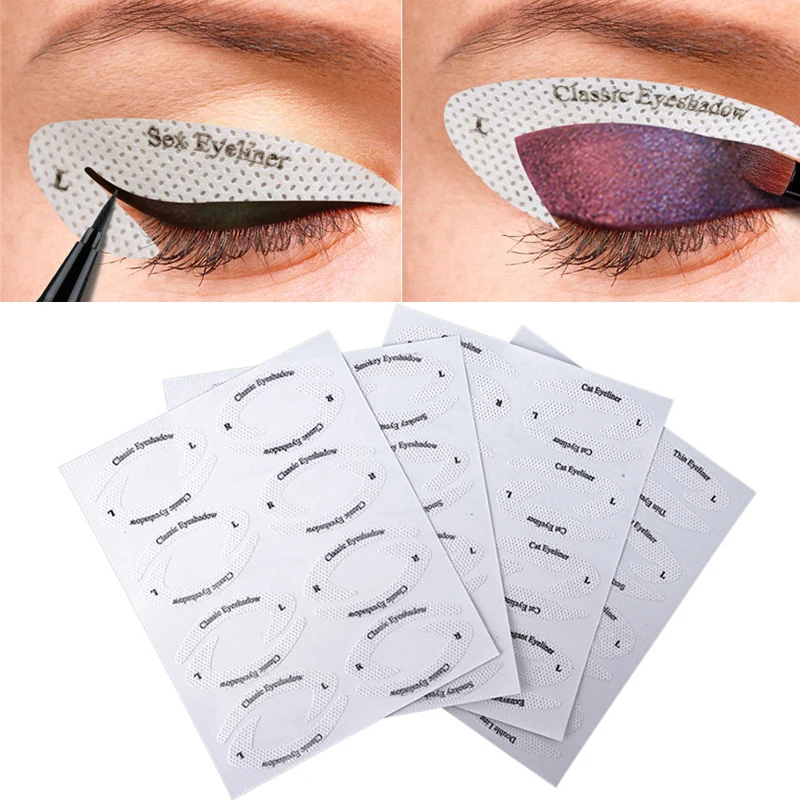 Top Trends: 4 Sheets Quick Stencils Eyeliner Eye Makeup Shaping Auxiliary Stickers Eyeshadow Eyebrows Styling Drawing Template Guide Card Shoppable Styles