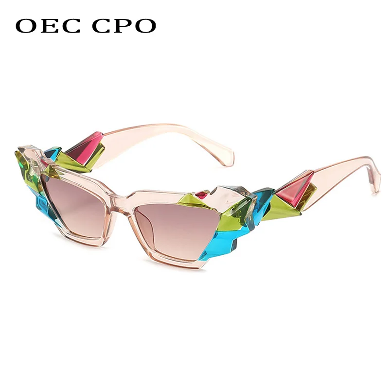 Top Trends: New Ladies Punk Cat Eye Sunglasses Women Unique Colorful Sun Glasses Female Fashion Shades UV400 Steampunk Eyewear Shoppable Styles