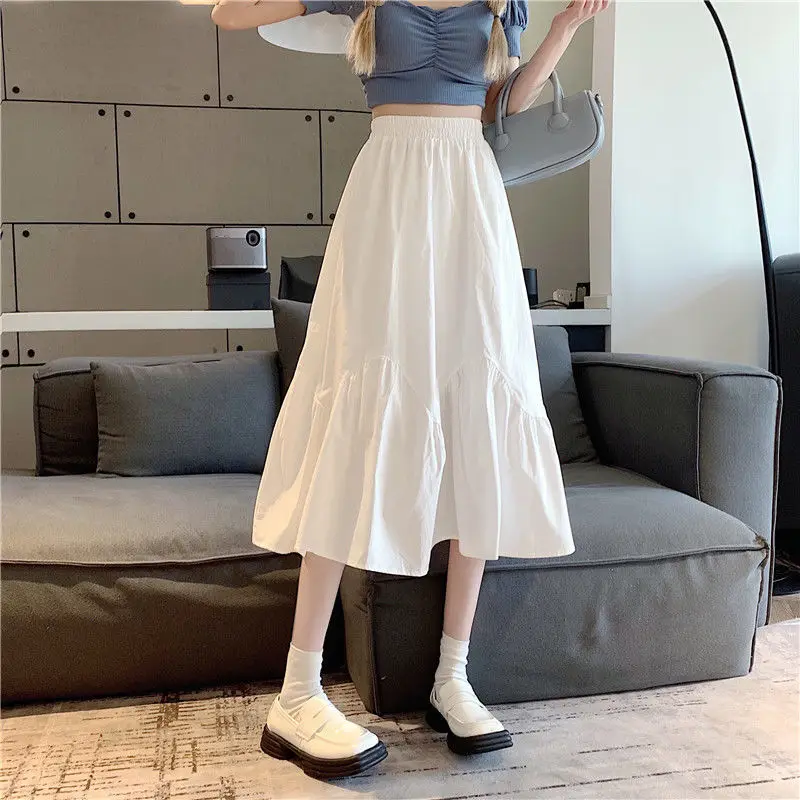 Top Trends: Kawaii Skirt Retro Half Length Skirt For Women&#039;s Autumn And Winter New High Waist Mid Length A-line Wrapped Hip Skirt Fairy Core Shoppable Styles