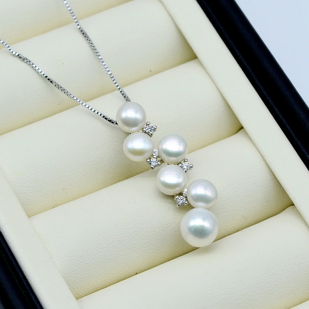 Top Trends: Ladies Pendant Necklace Natural Freshwater Pearl Silver Pendant Multiple Pearl Pendant Silver Necklace Bridal Wedding Necklace Shoppable Styles