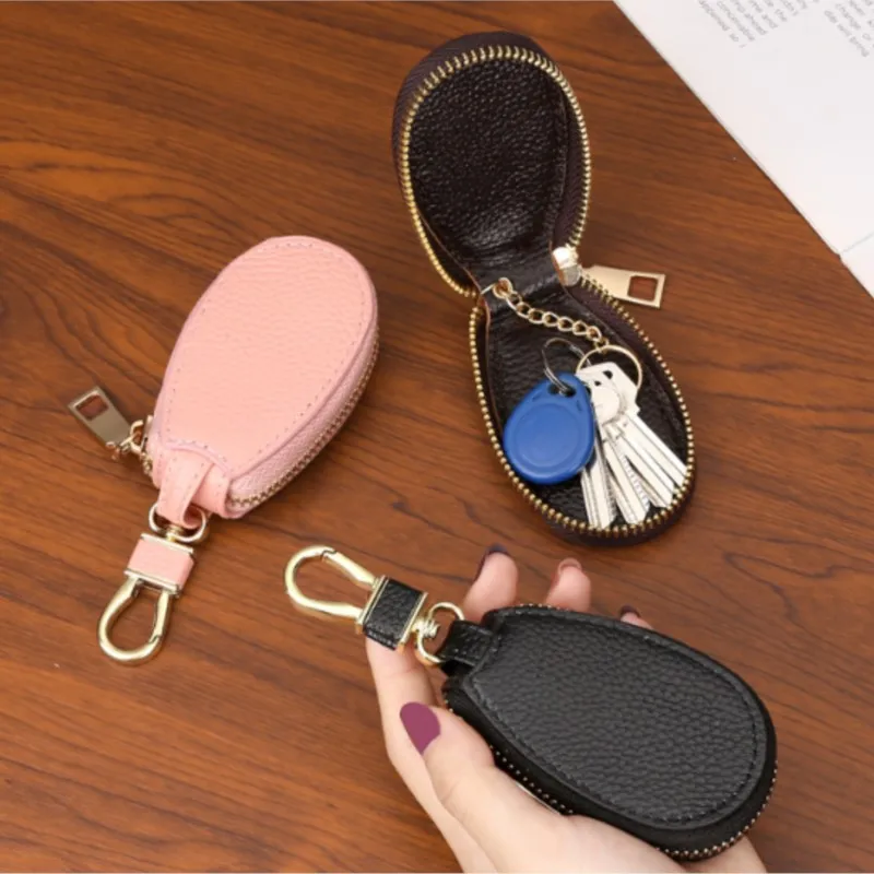 Top Trends: Leather Car Key Wallets Men Key Holder Housekeeper Keys Organizer Women Keychain Covers Zipper Key Case Bag Unisex Pouch Purse Shoppable Styles - Image 3