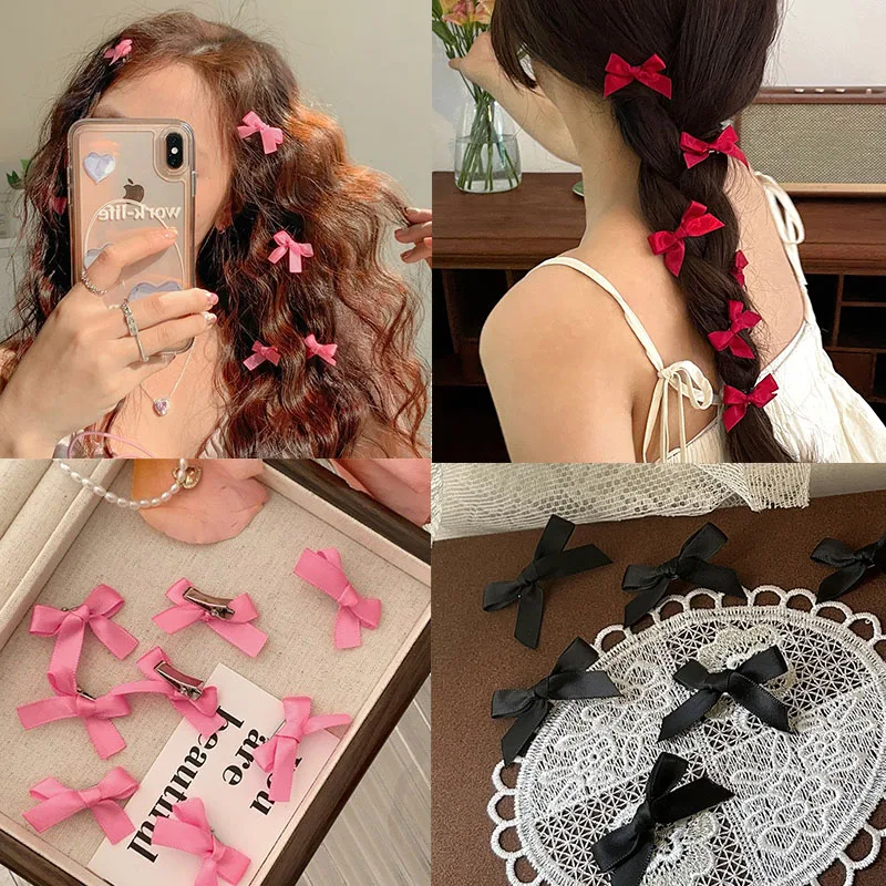 Top Trends: 2 / 5 / 8 / 10Pcs Bow Hairclips Girls Y2K Small Bow Barrettes Women Simple Headwear Clip Braided Headdress Sweet Cool Hair Accessories Shoppable Styles