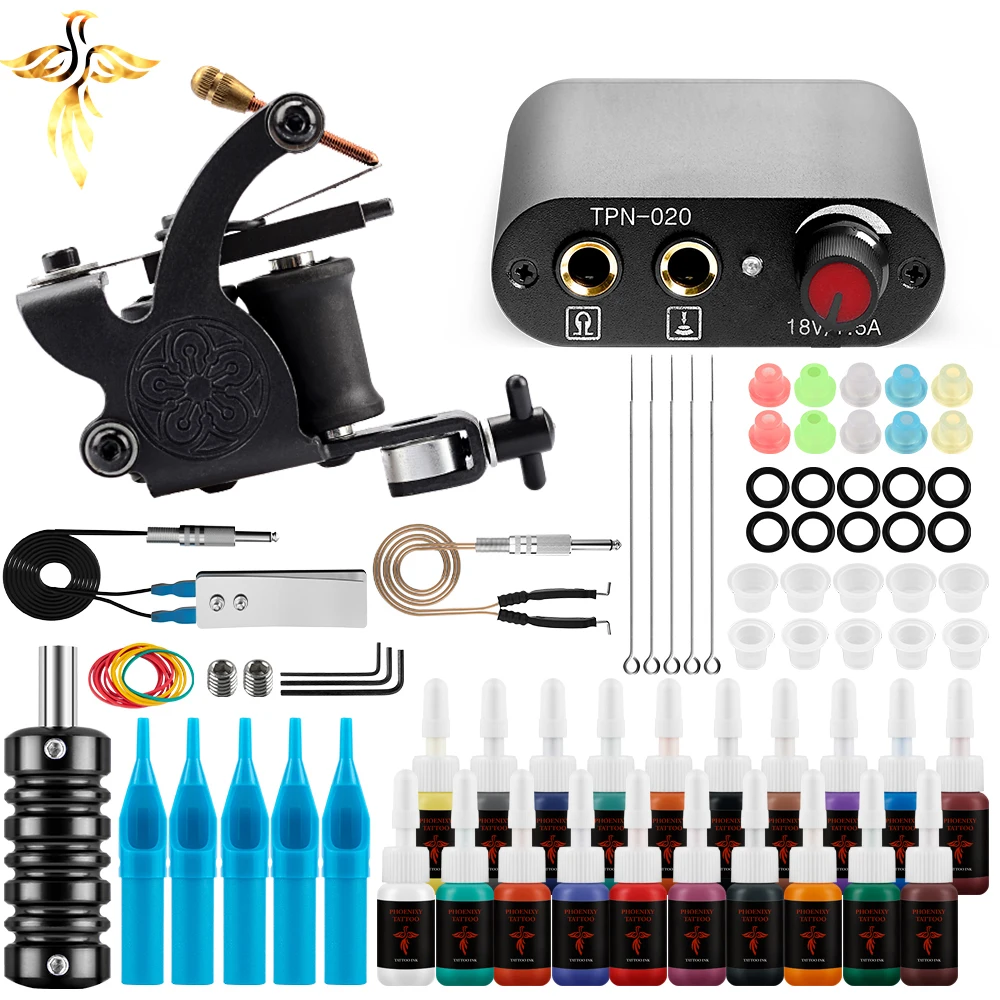 Top Trends: Tattoo Kit Complete Tattoo Machine Set Power Supply Black Inks Pigment Tattoo Needles Tattoo Accessories Body Art Design Tools Shoppable Styles