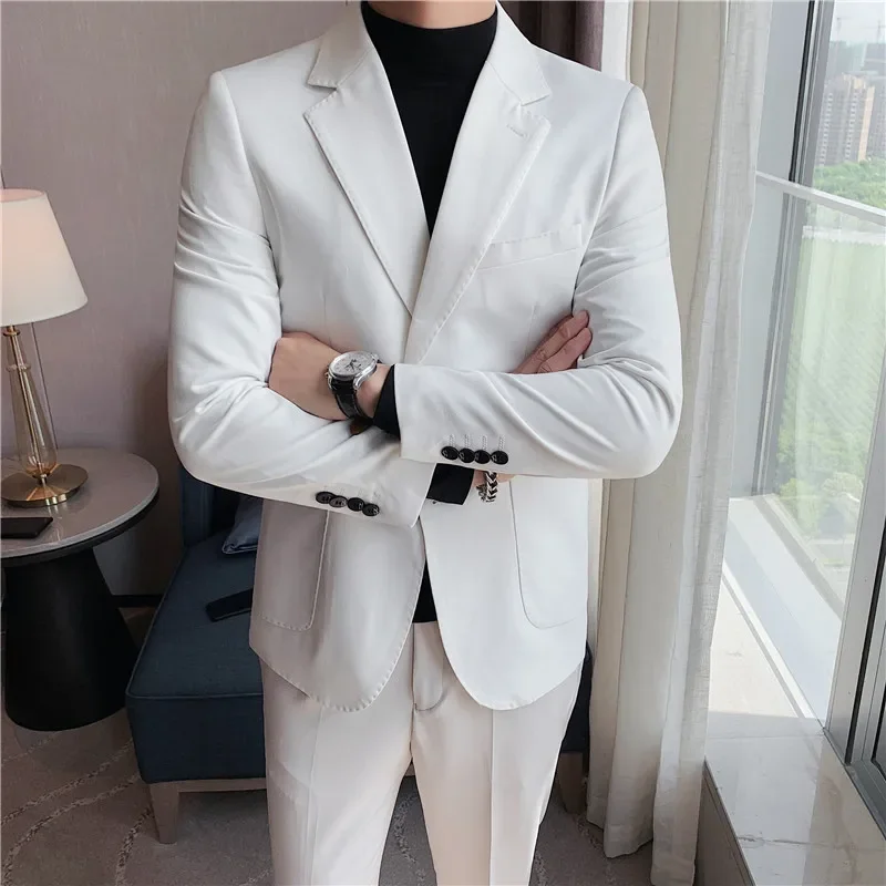 Top Trends: Fashion Boutique Men's Business Casual Blazer Slim Fit Jacket Black White Party Dress Wedding Suit Top M-3XL Costume Homme Shoppable Styles