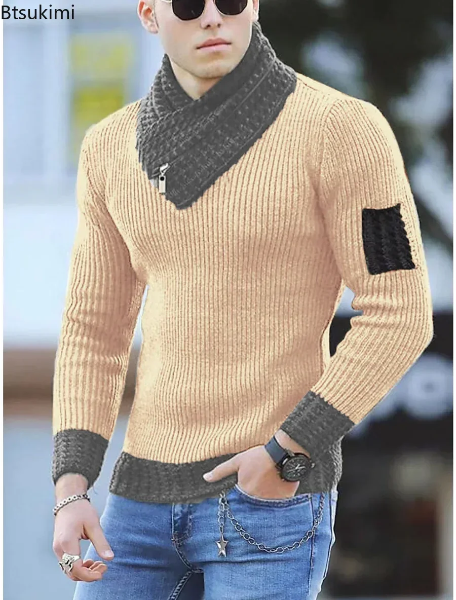 Top Trends: New Autumn Winter Men Casual Vintage Knitted Sweater Wool Turtleneck Oversize 2024 Korean Men Warm Cotton Pullovers Sweaters Shoppable Styles - Image 5