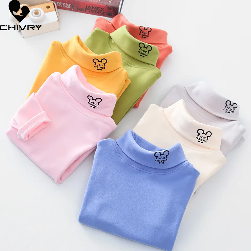 Top Trends: Kids T-Shirts New 2022 Spring Autumn Boys Girls Kids Fashion Solid T Shirt Tops Children Turtleneck Long Sleeve Casual T-shirts Shoppable Styles